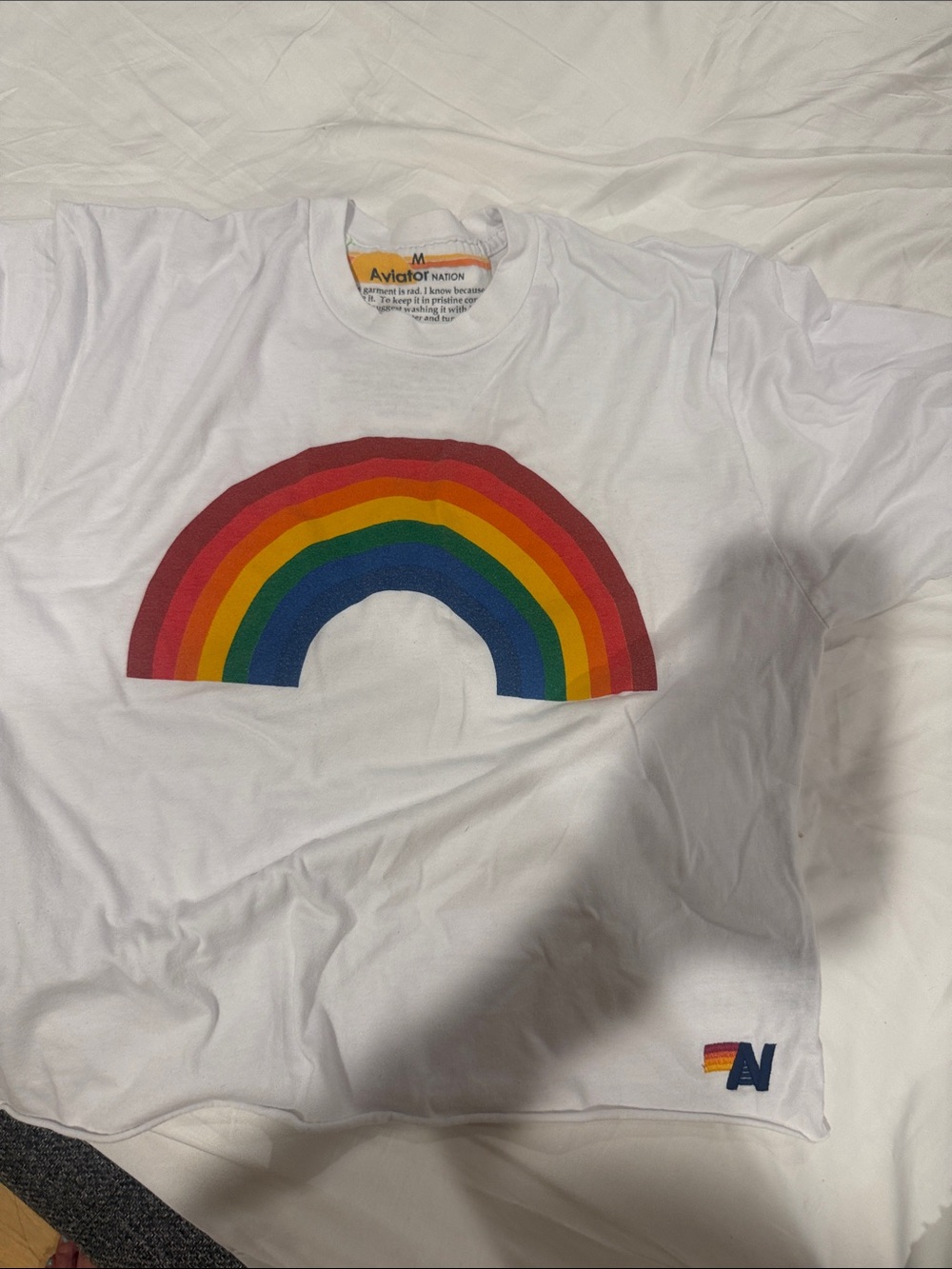 Aviator Nation whiteTee with Rainbow Graphic - Picture 2 of 6